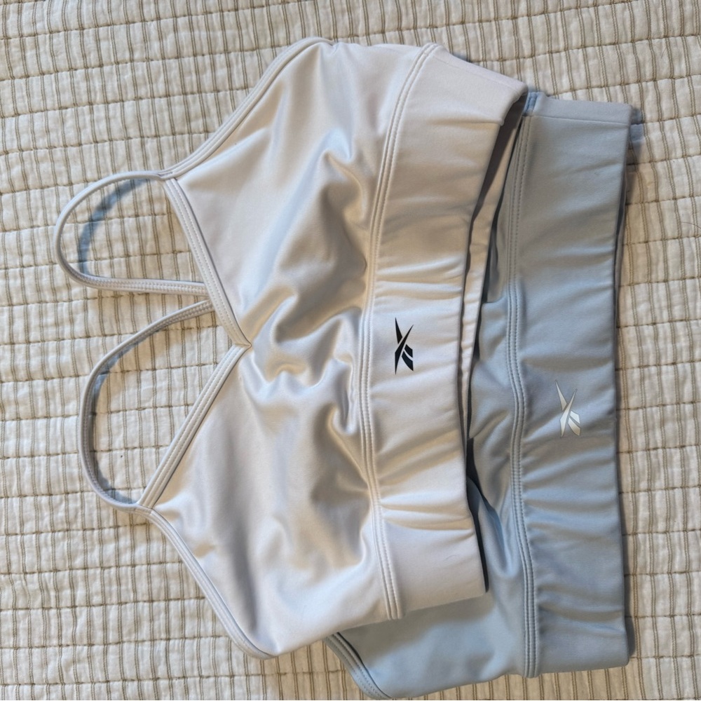 Reebok White and Light Gray Sports Bras
